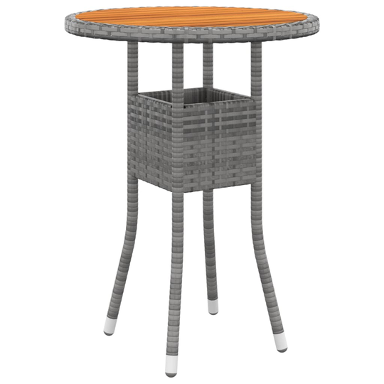 vidaXL Puutarhapöytä Ø60x75 cm akaasiapuu ja polyrottinki harmaa