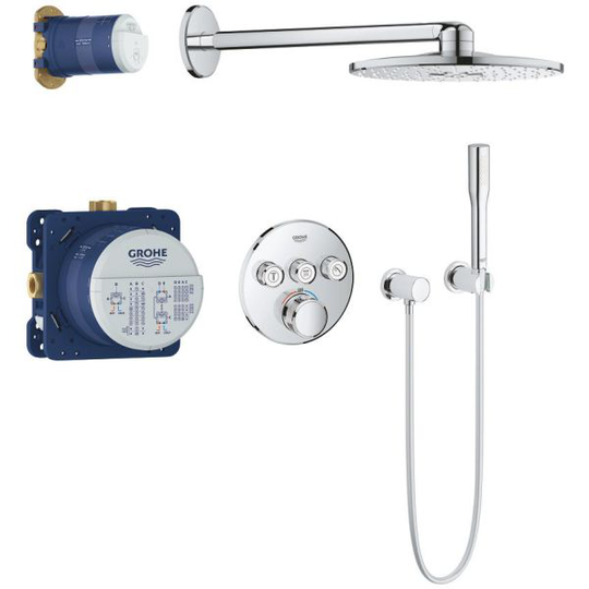 Grohe Grohtherm SmartControl Kattosuihkusarja Rainshower Smartactive 310:llä Pyöreä yläsuihku