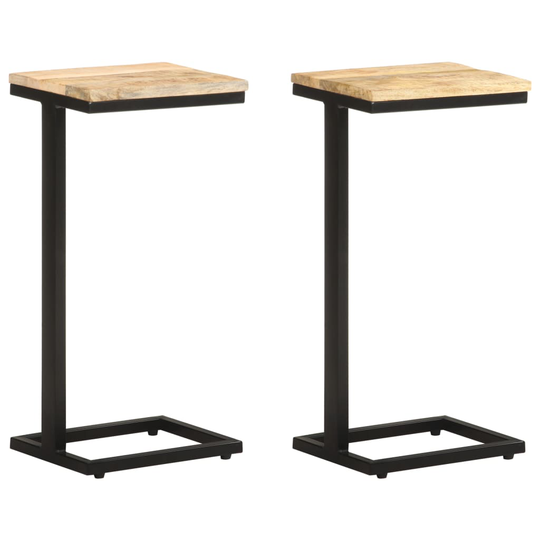 vidaXL Sivupöydät 2 kpl 31,5x24,5x64,5 cm karkea mangopuu