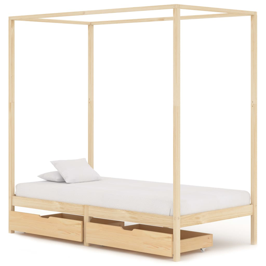 vidaXL Pylvässänky 2 vetolaatikolla täysi mänty 90x200 cm