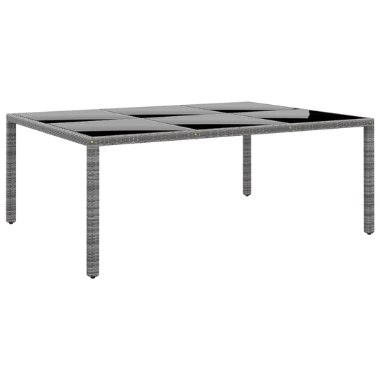 vidaXL Puutarhapöytä 200x150x75 cm karkaistu lasi/polyrottinki harmaa