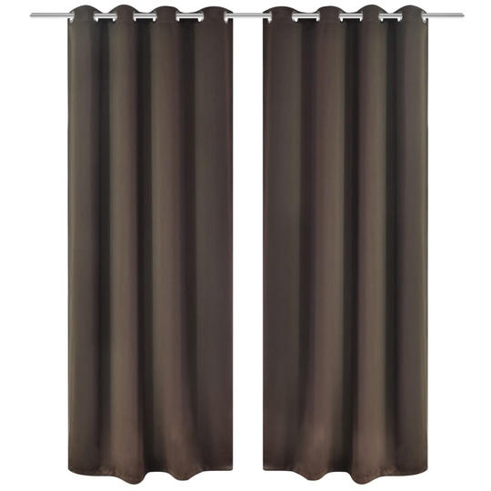 Ruskeat Pimennysverhot Metallirenkailla 2 kpl 135 x 245 cm