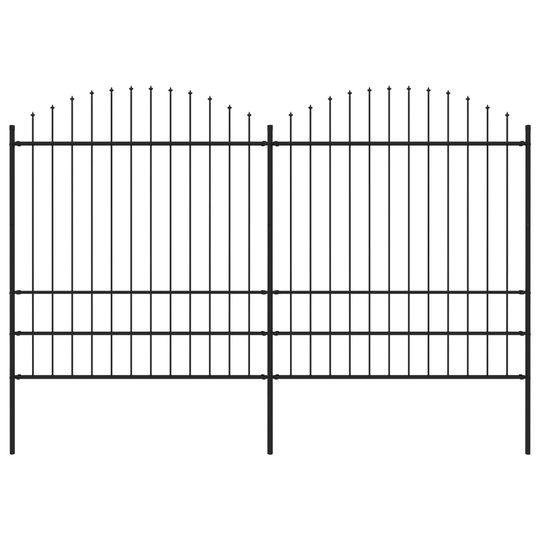 vidaXL Puutarha-aita keihäskärjillä teräs (1,75-2)x3,4 m musta