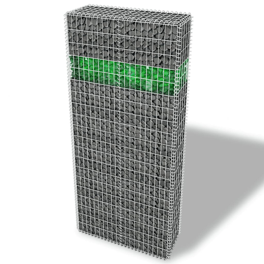 vidaXL Puutarhan Gabionseinä lasikivet ja LED-valo 85x30x200 cm