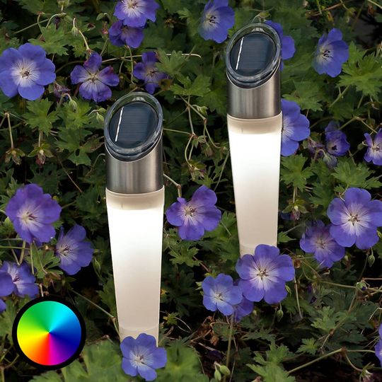 Aurinkokäyt. RGB-LED-maapiikkivalo Assisi, 2 kpl