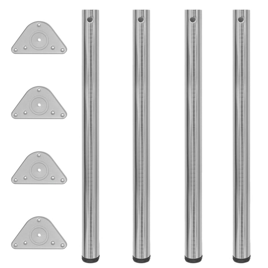 4 Korkeussäädettävää Pöydän Jalkaa Harjattu Nikkeli 870 mm