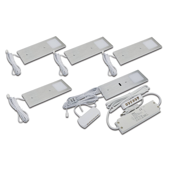 LED-kaapinalusvalo Eco-Pad F 5 kpl 3000K, alumiini
