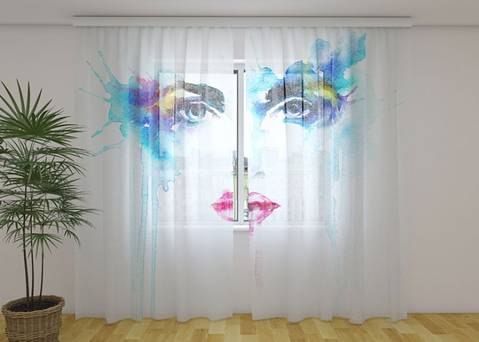 Sifonki-kuvaverho WATECOLOR EYES 240x220 cm