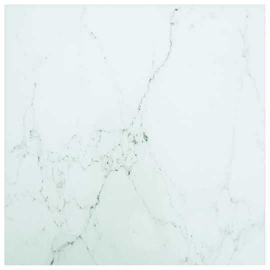 vidaXL Pöytälevy valkoinen 50x50 cm 6 mm karkaistu lasi marmorikuvio