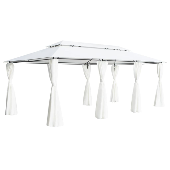 vidaXL Huvimaja verhoilla 600x298x270 cm valkoinen 180 g/m²