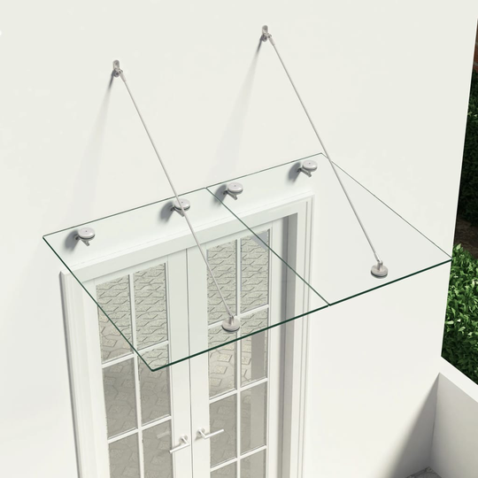 vidaXL VSG-turvalasi etuoven katos 135x90 cm ruostumaton teräs