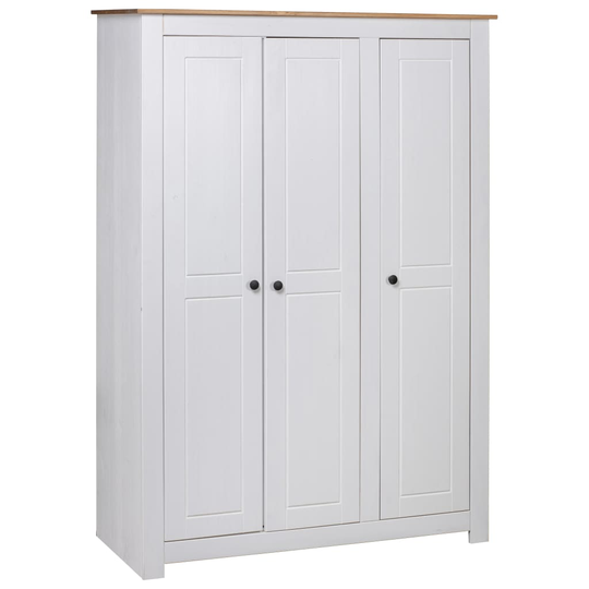 vidaXL 3-ovinen vaatekaappi valk. 118x50x171,5 cm mänty Panama-sarja
