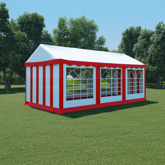 vidaXL Puutarhakatos PVC 3x6 m Punainen ja Valkoinen