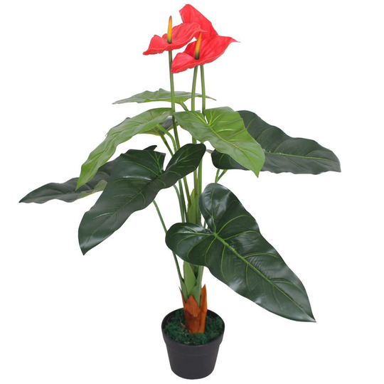 vidaXL Tekokukka ruukulla flamingokukka 90 cm punainen ja keltainen