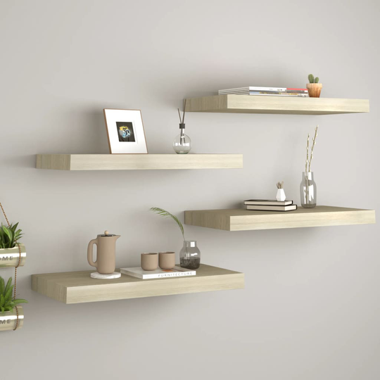vidaXL Kelluvat seinähyllyt 4 kpl tammi 60x23,5x3,8 cm MDF