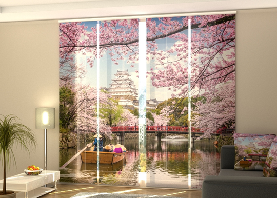 Puolipimentävä paneeliverho Spring in the Japanese Сastle Himeji 240x240 cm