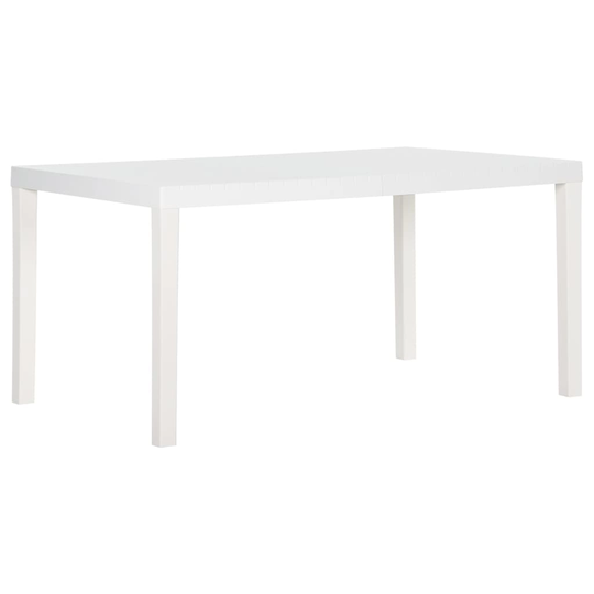 vidaXL Puutarhapöytä 150x90x72 cm PP valkoinen