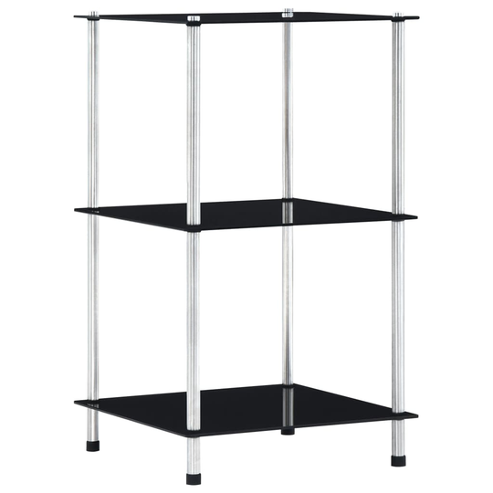 vidaXL 3-kerroksinen hylly musta 40x40x67 cm karkaistu lasi