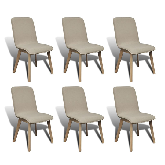 vidaXL Ruokatuolit 6 kpl beige kangas ja täystammi