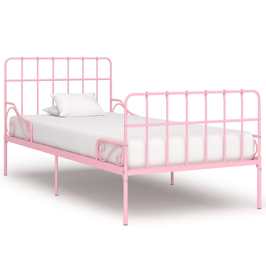 vidaXL Sängynrunko sälepohjalla pinkki metalli 100x200 cm