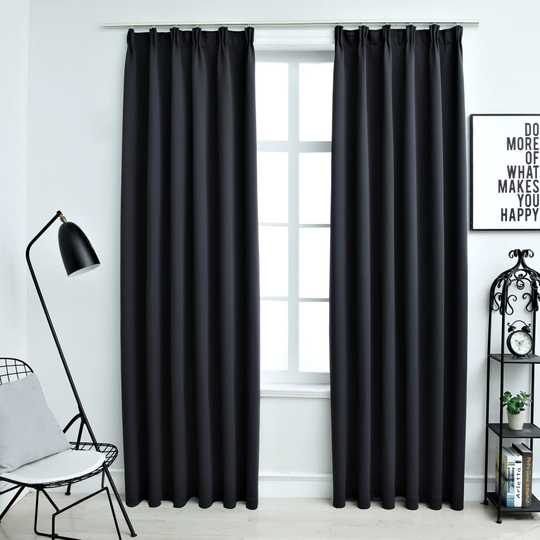 vidaXL Pimennysverhot koukuilla 2 kpl musta 140x245 cm