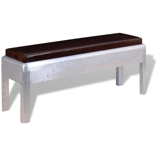 vidaXL Lentäjän penkki aito nahka 110x32x45 cm