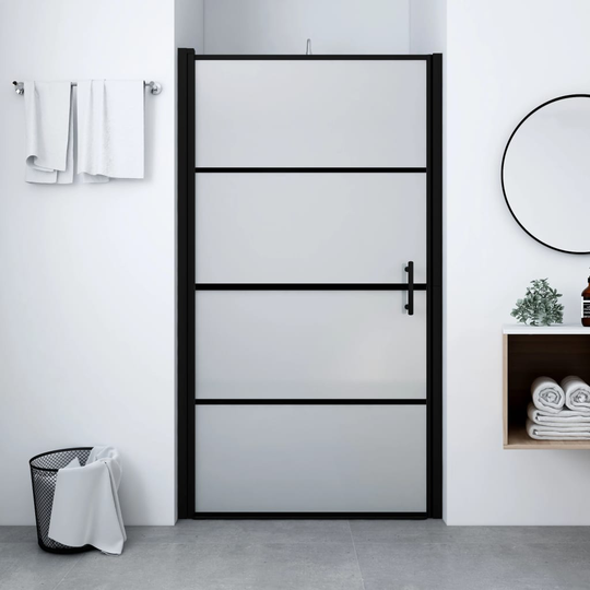 vidaXL Suihkuovi karkaistu huurrelasi 91x195 cm musta