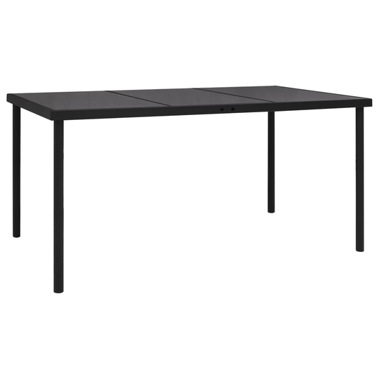 vidaXL Puutarhapöytä lasisella pöytälevyllä musta 150x90x74 cm teräs