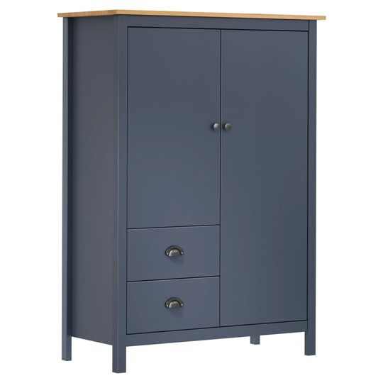 vidaXL Kaksiovinen vaatekaappi Hill Range harmaa 99x45x137 cm mänty
