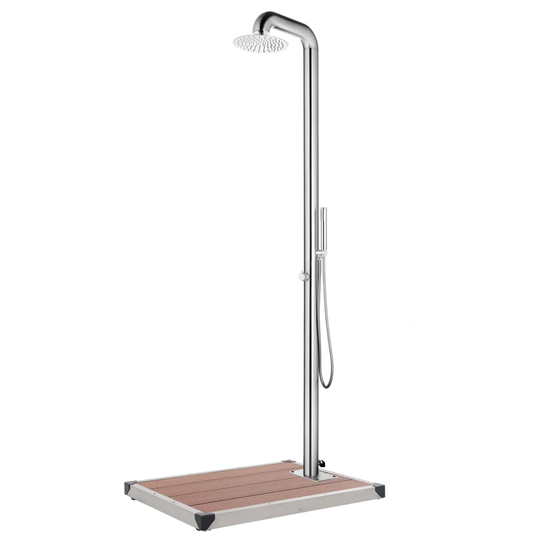 vidaXL Puutarhasuihku ruskealla alustalla 230 cm ruostumaton teräs