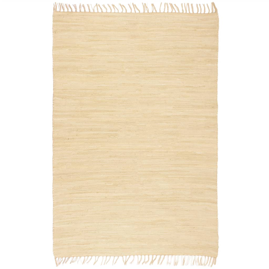 vidaXL Käsinkudottu Chindi-matto puuvilla 160x230 cm kerma