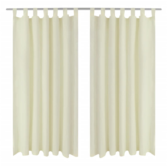 Creme Mikro-Satiini Verhot Lenkeillä 2kpl 140 x 245 cm