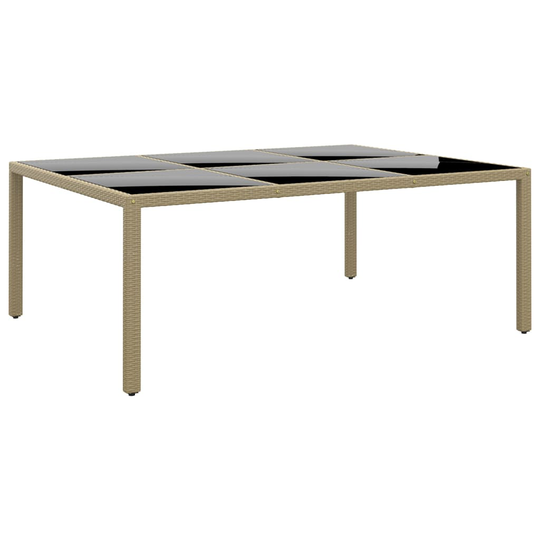 vidaXL Puutarhapöytä 200x150x75 cm karkaistu lasi/polyrottinki beige