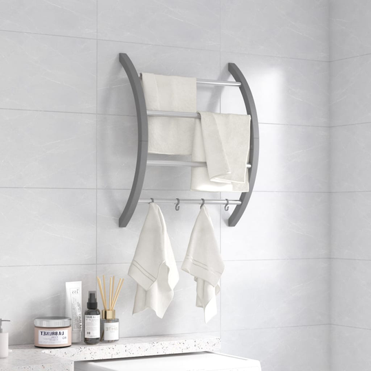 vidaXL Pyyheteline koukuilla hopea 56x16x72 cm alumiini