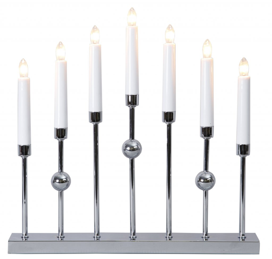 Gustavo 7L metal candlestick chrome (Kromattu / kiillotettu)