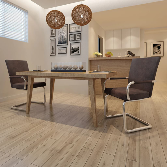 vidaXL Cantilever Ruokapöydän tuolit 2 kpl ruskea Leathaire