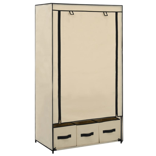 vidaXL Vaatekaappi kerma 87x49x159 cm kangas