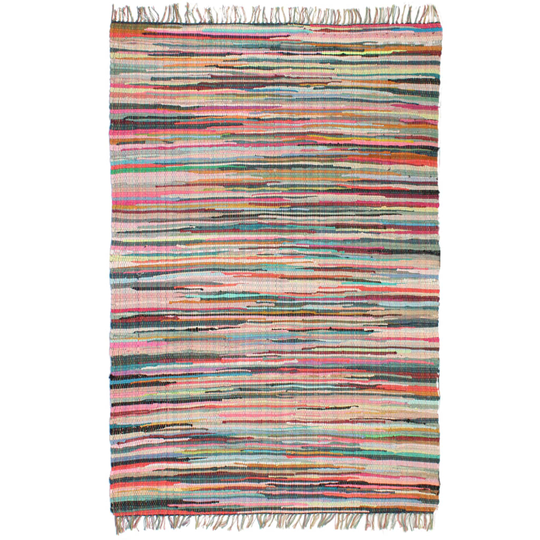 vidaXL Käsin kudottu Chindi-matto puuvilla 160x230 cm monivärinen