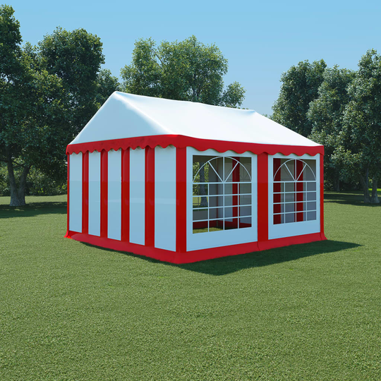 vidaXL Puutarhakatos PVC 4x4 m Punainen ja Valkoinen