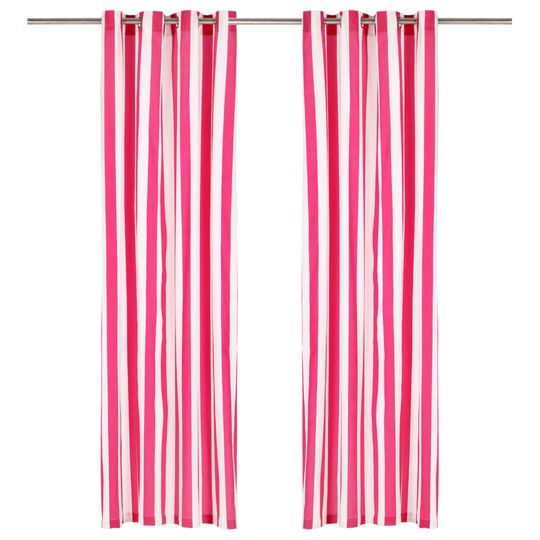 vidaXL Verhot metallirenkailla 2 kpl kangas 140x175 cm pinkki raita