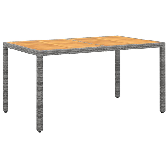 vidaXL Puutarhapöytä 150x90x75cm akaasiapuu ja polyrottinki harmaa