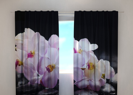 Pimentävä verho ORCHIDS ON STONE 240x220 cm