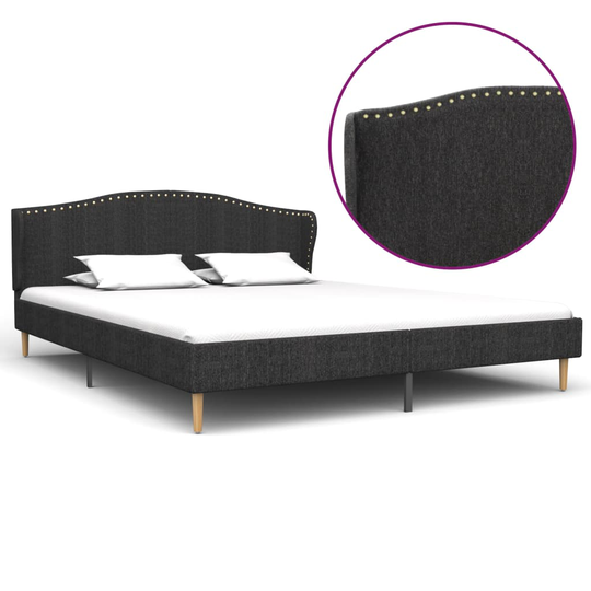 280640 vidaXL Bed Frame Dark Grey Fabric 160x200 cm