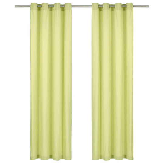 vidaXL Verhot metallirenkailla 2 kpl puuvilla 140x245 cm vihreä