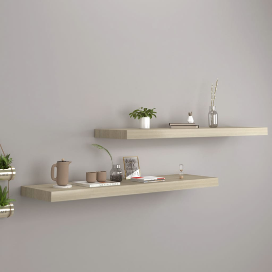 vidaXL Kelluvat seinähyllyt 2 kpl tammi 90x23,5x3,8 cm MDF