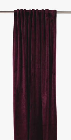 Mali velour verho tummanpunainen