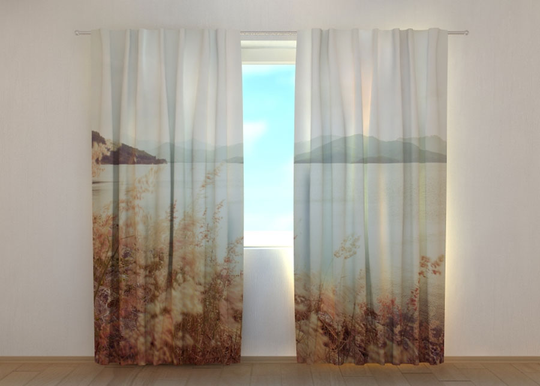 Puolipimentävä verho Grass and Mountains in Vintage Style 240x220 cm