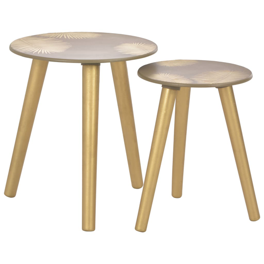 vidaXL Sivupöytäsarja 2 kpl kullanvärinen 40x45 cm/30x40 cm MDF