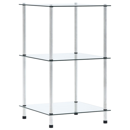 vidaXL 3-kerroksinen hylly läpinäkyvä 40x40x67 cm karkaistu lasi