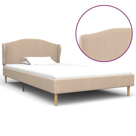 vidaXL Sängynrunko beige kangas 90x200 cm